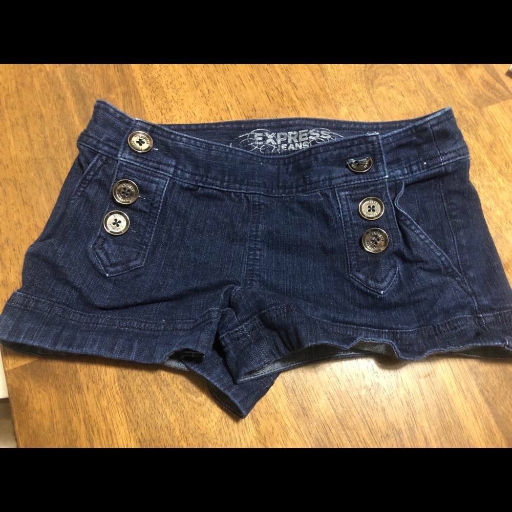Express Dark Denim front Button shorts Size 2